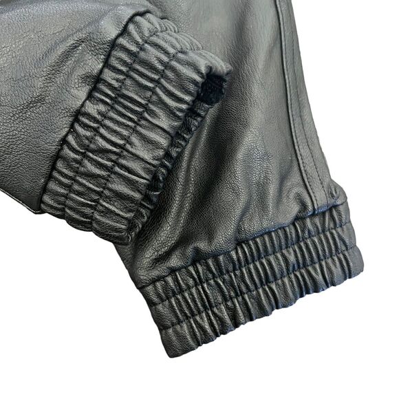 Spanx Black Faux Leather Like Joggers Pants M Elastic Waist High Waist - Picture 8 of 16